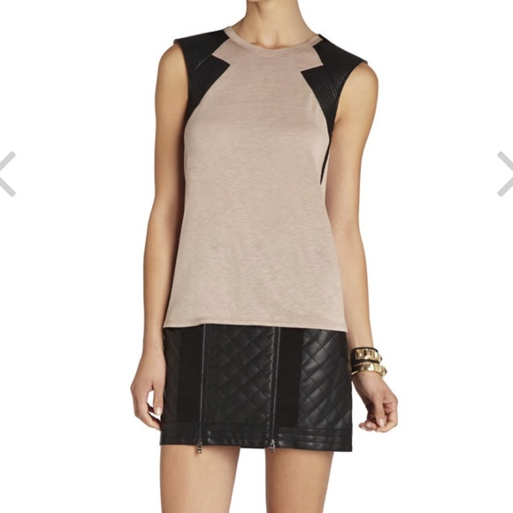 BCBGMaxAzria Tops - BCBG MAXAZRIA Selby Contrast Cap Sleeve